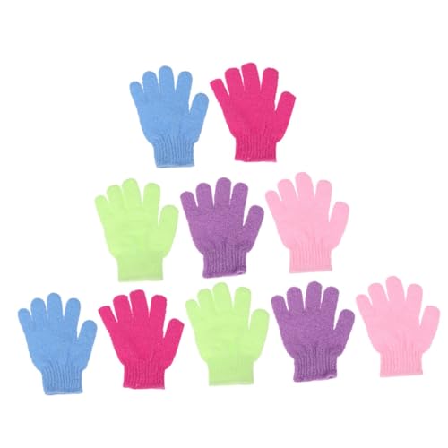 VICASKY 10stücke Kreative Duschhandschuhe Fünf Finger-badeschutzhandschuhe Exfolierende Peeling-handschuhe Gemischten Farben Für Männer Und Frauen Hautreinigung Und Massage von VICASKY
