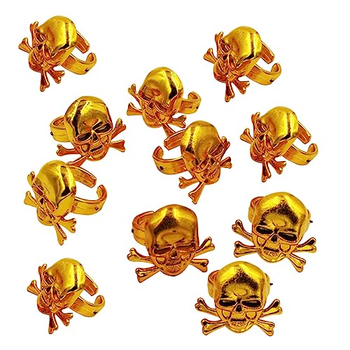 VICASKY 12 Stk Goldene Piratenringe Kinder klingeln Ringe für Kinder Punk-Ringe Piraten-Juwelen goldene Requisiten halloween party piratenkostüme Kinderringe dekorative Piratenringe von VICASKY