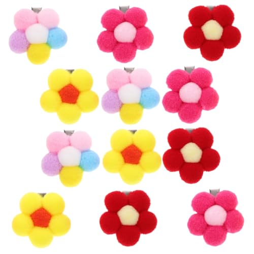 VICASKY 12 Stück Mohnballhaarclip mit Haarschmuck für Mädchen pom Clips Cheerleading Haarzubehör Küken Haarspangen Mini-Haarspangen Haarspangen für kleine Mädchen Haarspangen süß Polyester von VICASKY