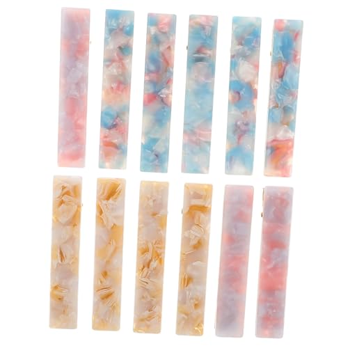 VICASKY 12stücke Vintage Haarspangen Für Damen Aus Acetat Mit Marmor Leopardenmuster Rutschfeste Haarklammern Für Jeden Anlass Komfortable Und Stilvolle Haaraccessoires Gelb Himmelblau von VICASKY