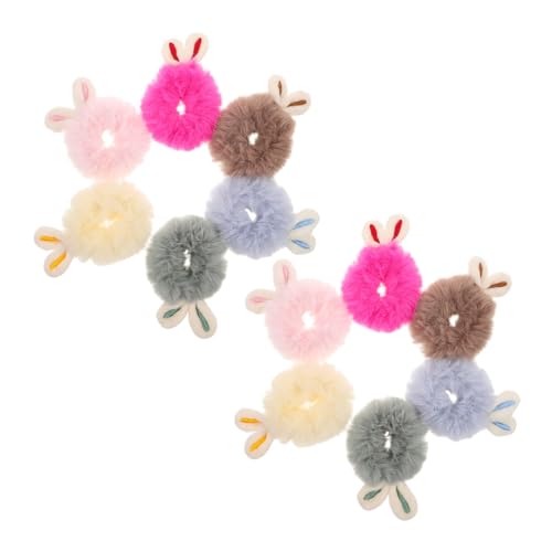 VICASKY 12 Stück Teiliges Bunte Plüsch hasenohren Haargummis für Mädchen Weiche Elastische Pferdeschwanzhalter in Lebhaften Candy farben Verspieltes für Kinderhaarschmuck und Partys von VICASKY