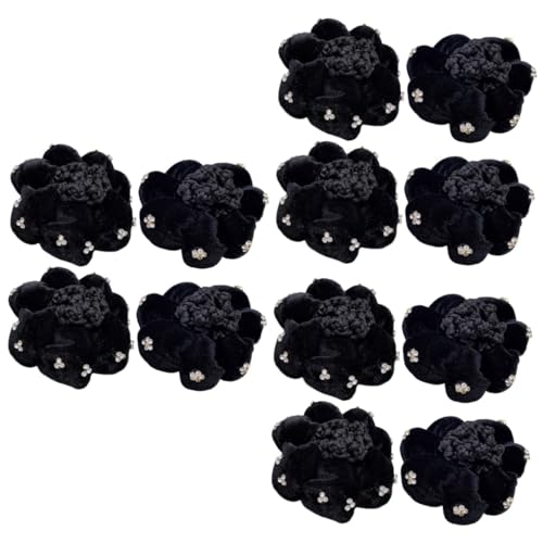 VICASKY 12 Stück Teiliges Haarnetz für Damen Schwarzes Samtiges Duttnetz mit Funkelnden Strasssteinen Langlebiges Haarnetz für Dutt und Hochsteckfrisur Vielseitiger Haarschmuck für Ballett von VICASKY