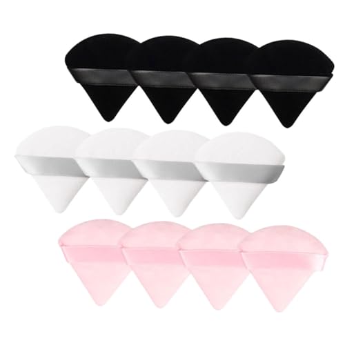 VICASKY 12 Stück Teiliges Makeup Schwamm Dreieckige Puderquaste für Frauen Waschbar Nass Trocken Foundation Schwämme in Weiß Schwarz Rosa von VICASKY