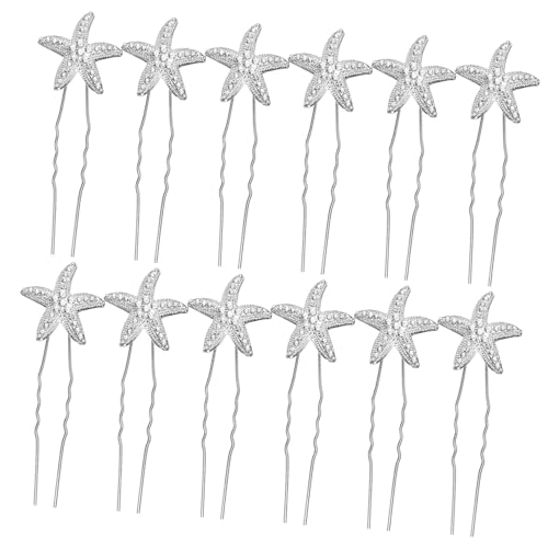 VICASKY 12 Stück Teiliges Strass Haarnadeln mit Meerestern Motiv Leichte Metall Haarspangen für Damen und Mädchen Eleganter Brautschmuck für Hochzeit und Festliche Frisuren Vielseitig von VICASKY