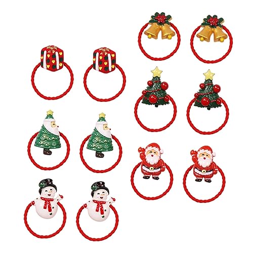 VICASKY 12 Stück Teiliges Weihnachts Haargummis für Mädchen Elastische Ponytail Halter mit Festlichen Xmas Elementen Komfortabel Leicht und Langlebig für Party und Alltagsfrisuren von VICASKY