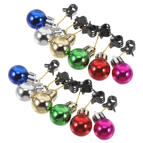 VICASKY 12 Stück Weihnachtsbart Clips Bartkugeln Gold Silber Rot Grün und Blau Weihnachtsdekoration für Männer Bartschmuck mit Glocken für Festliche Anlässe von VICASKY