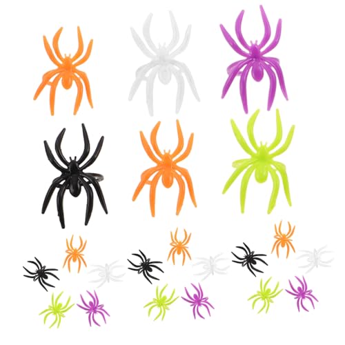 VICASKY 120 Stück Bunte Halloween Spinnenringe aus Kunststoff Lustige Mini Tier Ringe für Partydeko Cupcake Topper und Mitgebsel für Halloween Feiern und von VICASKY