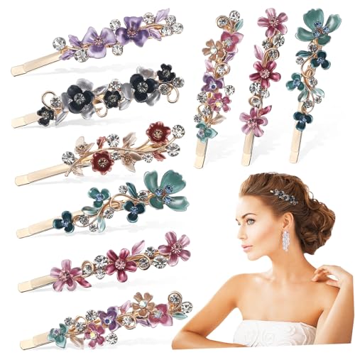 VICASKY 12stücke Blumen-haarnadeln Mit Strass Dekorative Haarnadeln Für Frauen Haarspangen Mit Blumen Haar-accessoires Für Party Und Hochzeit von VICASKY