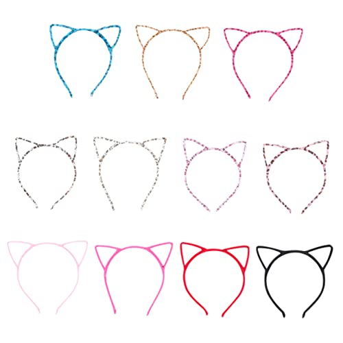 VICASKY 12stücke Katzenohren Haarreif Für Halloween Tiere Stirnbänder Junge Mädchen Haarreif Mit Katzenohren Ohr Haar Tiere Stirnband Für Cosplay Kopfbedeckung von VICASKY