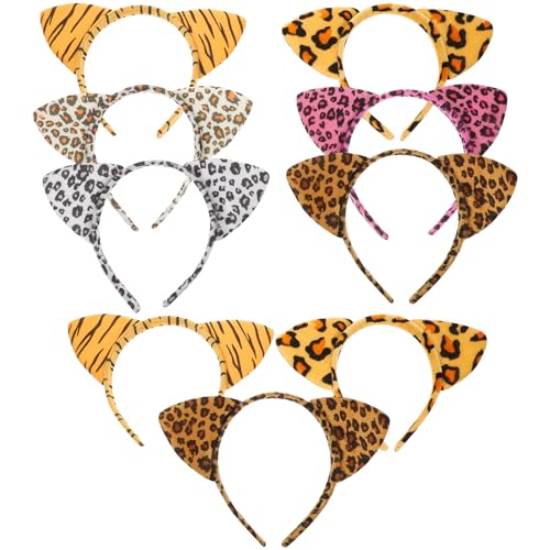VICASKY 12stücke Katzenohren Stirnband Leopardenmuster Cosplay Stirnband Für Frauen Halloween Kostümzubehör von VICASKY