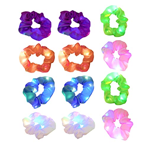VICASKY 12stücke Led-haargummis Leuchtende Haarseile Satin Haarschmuck Glow in The Dark Haarband Für Damen Elastische Haarbänder Haargummis Für Party Geburtstag Weihnachten von VICASKY