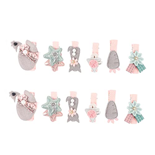 VICASKY 12stücke Stoff Haarspangen Dekorative Pferdeschwanzclips Entzückende Blumen Haarnadeln Entenschnabelclips Bang Haarspange Junge Mädchen Haar Zubehör von VICASKY