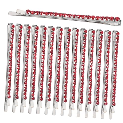 VICASKY 15 Stück Haarspange mit Strass Haarspangen für Damen funkelnd Haar Strass Haarzubehör Festival-Haarspangen Klammer modische Haaraccessoires Strasshaarstifte Strasssteine rot von VICASKY