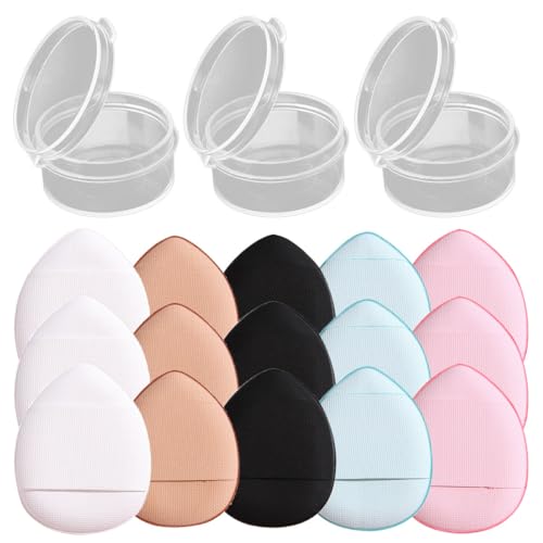 VICASKY 15 Stück Teiliges Make Up mit Mini Fingerschwämmchen Weiche Lose Puderquaste mit Riemen Waschbare Beauty Tools für Foundation Concealer Creme für Präzises Auftragen bei Frauen von VICASKY