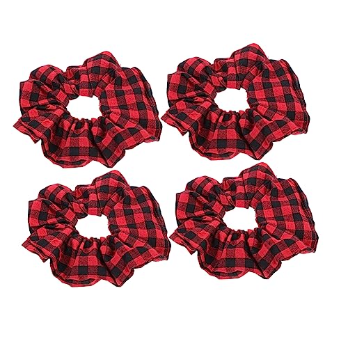 VICASKY 15stücke Haarringe Mit Kreativem Haarseil Haargummis Mit Rote Gittermuster Für Mädchen Haare Zubehör Langlebiges Und Praktisches Design von VICASKY