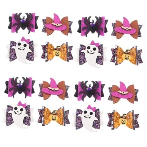 VICASKY 16stücke Glitzer Haarclips Für Halloween Bunte Haarschleifen Gespenst Spinne Hut Kürbis Für Mädchen Haaraccessoires Für Kostümpartys Und Thematische Feiern von VICASKY