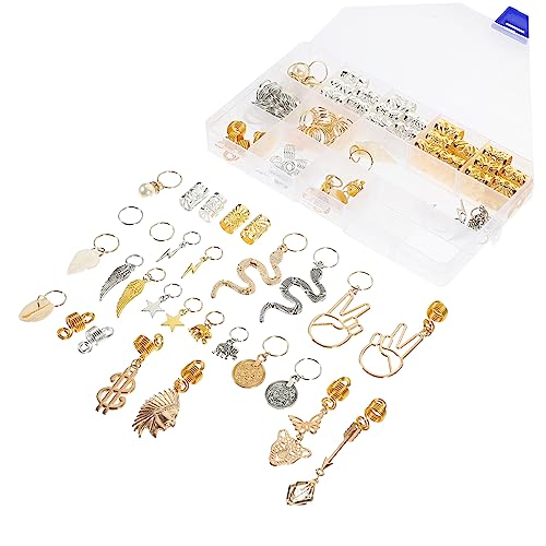 VICASKY 173 Teiliges Perücken Ornament Set Für Dreadlocks Haar Accessoire Damen Ringe Bänder Schmuck Zum Flechten Von Dreadlocks Haarschmuck Dreadlock Zubehör Haarmanschetten von VICASKY