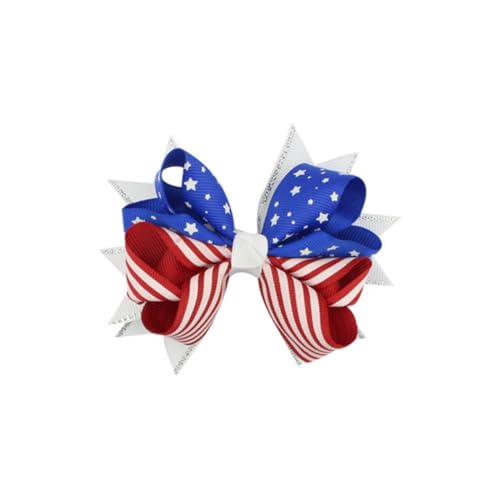 VICASKY 18 Stck. Teiliges Haarschmuck für Mädchen mit Stern und Streifen Flaggenmuster Langlebige Schleifen Haarspangen in Rot Weiß und Silber für Unabhängigkeitstag Nationalfeiertag und von VICASKY