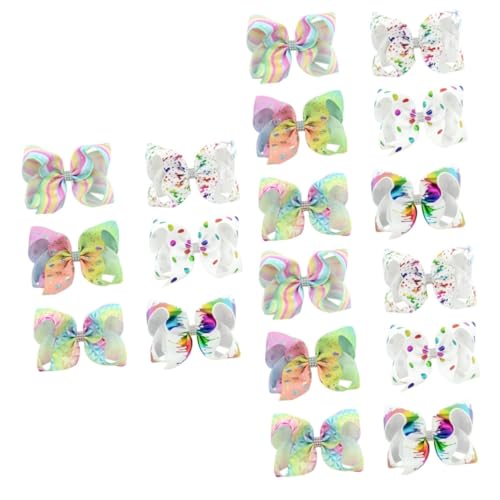 VICASKY 18 Stück 6 Haarnadel Mit Bunten Schleifen Große Schleifen Haarbänder Regenbogenschleifen Für Mädchen Haarschleifen Clips Haarschmuck-accessoires Gerippter Gürtel Krawatte Kind von VICASKY