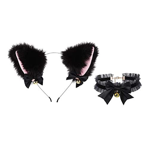 VICASKY 1Satz Katzenohren Haarband mit Schleife Flauschiges Cosplay Ohrkopfschmuck Einzigartiges Design für Partys und Auftritte Bequemes und Sicheres Material von VICASKY