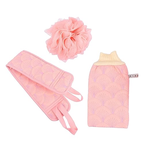 VICASKY 1Satz Teiliges Badetuch Mit Rückenreinigungs Handschuh Und Badeschwamm Pinkes Dusch Und Körperpflege Für Gründliche Reinigung Und Entspannung Beim von VICASKY