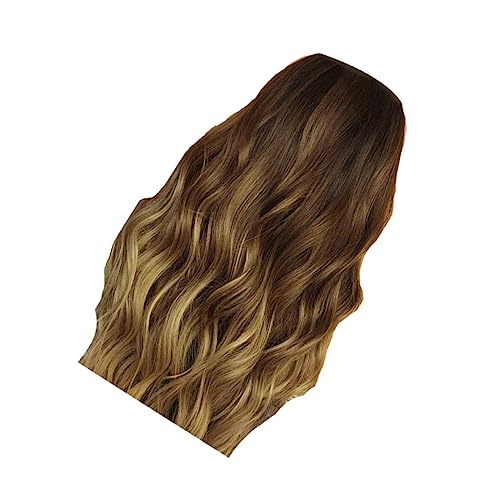 VICASKY 1Stück Braune Gradient Perücke für Damen Lange Lockige Haarabdeckung mit Echtem Haar für Partys und Atmungsaktiv und Langlebig Stilvolles Haaraccessoire von VICASKY
