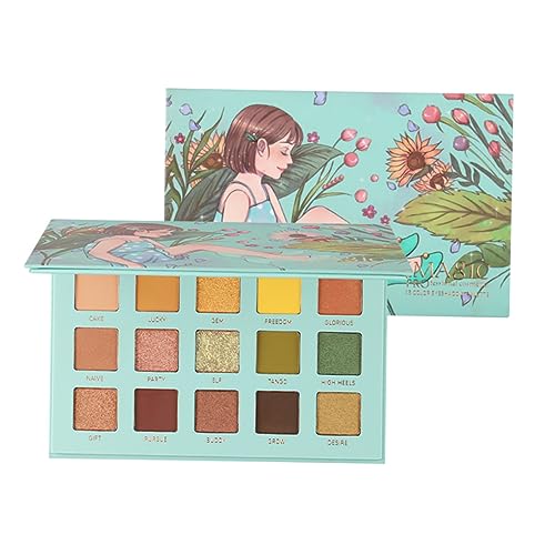 VICASKY Farben Perlmutt Glanz Lidschattenpalette Komprimiert Kosmetik Zubehör Für Augen Make-up Anwendung Für Frauen Mädchen Grün von VICASKY