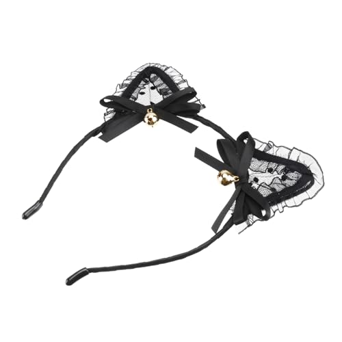 VICASKY Katzenohren Haarreif Schwarz Cosplay Haarschmuck für Damen Exquisites Festival Zubehör mit Spitze und Schleife von VICASKY