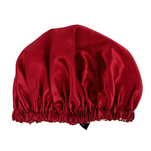 VICASKY 1stück Satin Schlafhaube Verstellbare Haarhaube Für Damen Doppellagige Turban-kopfbedeckung Weinrot Atmungsaktiv Und Leicht Für Angenehmes Tragen Zum Schutz Der Haare Beim von VICASKY