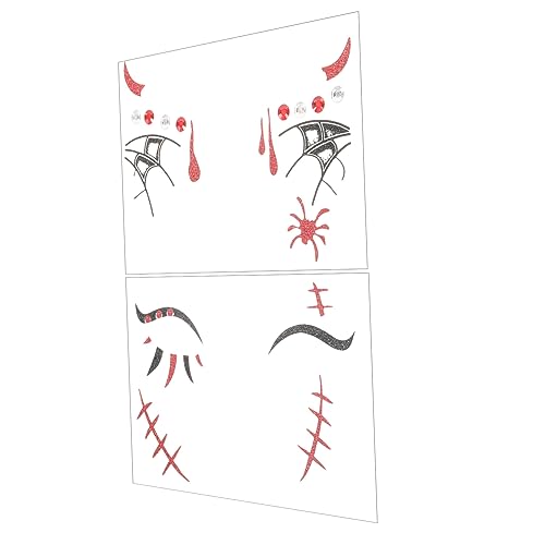 VICASKY 2 Blätter Halloween Aufkleber für Gesicht mit Strasssteinen Temporäre Tattoos für Party Dekoration für Cosplay und Halloween Events VICASKY 2 Blätter Halloween Aufkleber für Gesicht mit Strasssteinen Temporäre Tattoos für Party Dekoration für Cosplay und Halloween Events von VICASKY
