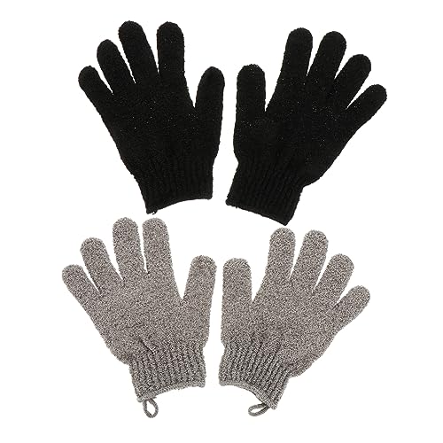 VICASKY 2 Paar Peeling Duschhandschuhe aus Polyester Exfolierende Bademassagehandschuhe für Sanfte Hautpflege Einheitsgröße für Damen und Herren für Familiengebrauch von VICASKY