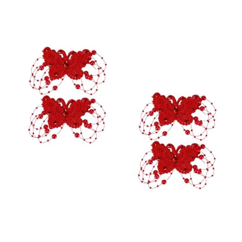 VICASKY 2 Paare Design Haarspange für Damen Eleganter Brautschmuck Rotes Haarschmuck Handgefertigtes Kopfstück für Hochzeit Party und Festliche Anlässe von VICASKY