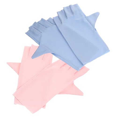 VICASKY 2 Paare UV Schutz Handschuhe für Maniküre Atmungsaktive Dünne Halbfinger Nagel Schutz Handschuhe für Damen Hautfreundlich Elastisch für Outdoor und UV Strahlen Blockierung von VICASKY