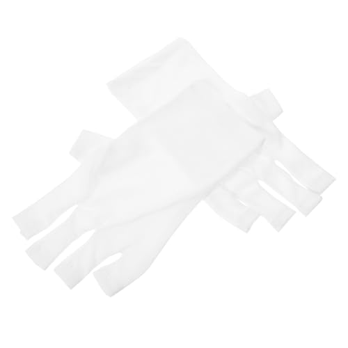 VICASKY 2 Paare UV Schutz Handschuhe für Maniküre Halbfingerfrei Weiß Schützt vor Hautverdunkelung durch UV Lampen für Professionelle Gel Nagel Behandlungen und DIY Salongebrauch von VICASKY