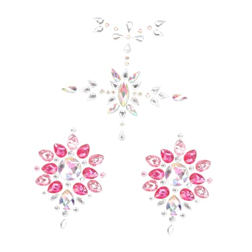 VICASKY 2 Sätze Rhinestone Body Gems Sticker Teilig Selbstklebende Brust und Körperdekoration Schimmernde Schmucksteine für Gesicht Brust Rücken für Festival Party DIY Beauty von VICASKY