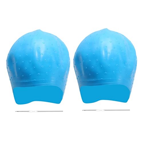 VICASKY 2 Sätze Silikon Haarkoloration Caps mit Häkelnadeln Wiederverwendbare Strähnchenhaube für Haarfärbung für Zuhause und Friseursalons von VICASKY