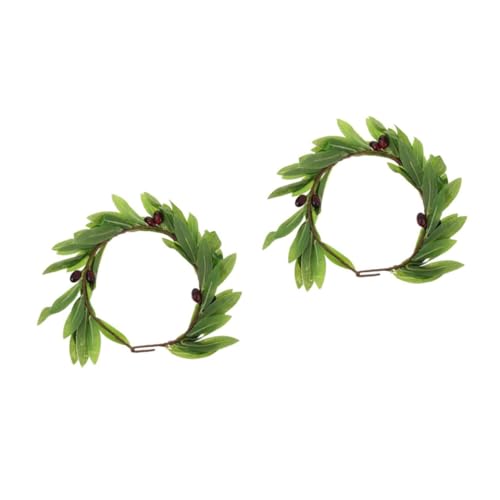 VICASKY 2 Stck. Blumenkranz Olivenblatt Haarschmuck Leichtes Stirnband Party Braut Haarreif Foto Requisit Accessoire für Damen und Mädchen von VICASKY