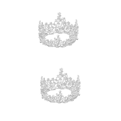 VICASKY 2 Stck. Brautkrone aus Legierung Vintage Barock Design Langlebiges Haarschmuck Accessoire für Hochzeit Party Fotoshooting Stilvolles Damen Haarschmuck Silberfarbene Rundkrone von VICASKY