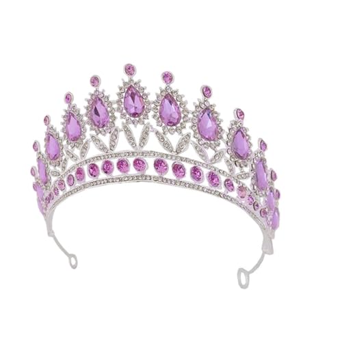 VICASKY 2 Stck. Brautkrone mit Violetten Strasssteinen Filigrane Hochzeits Tiara aus Hochwertigem Material Stilvolles Haarschmuck Accessoire für Hochzeit Bankett Fest und Party von VICASKY