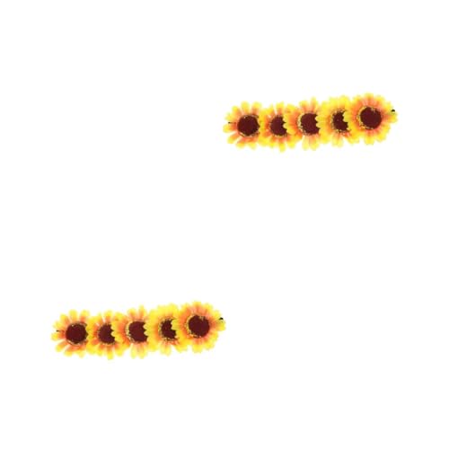 VICASKY 2 Stck. Elastisches Sonnenblumen Haarband mit Hanfseil Bindung Romantischer Brautschmuck für Hochzeit Party Haarreif Bequemes Auffälliges Accessoire zum Valentinstag Zwei von VICASKY