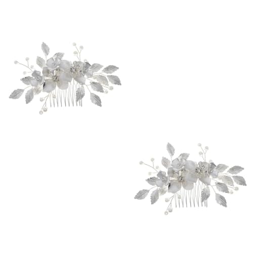 VICASKY 2 Stck. Eleganter Braut Haarkamm mit Funkelnden Kristallblumen Handgefertigtes Silbernes Hochzeits Haaraccessoire für Frauen und Mädchen Modischer Schmuck für Braut und von VICASKY
