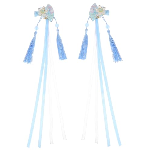 VICASKY 2stücke Fächer-haarklammern Mit Blumen Und Quasten Süße Haarschmuck Clips Im Eleganten Japanischen Stil Für Mädchen Und Frauen Für Besondere Anlässe Und Alltag von VICASKY