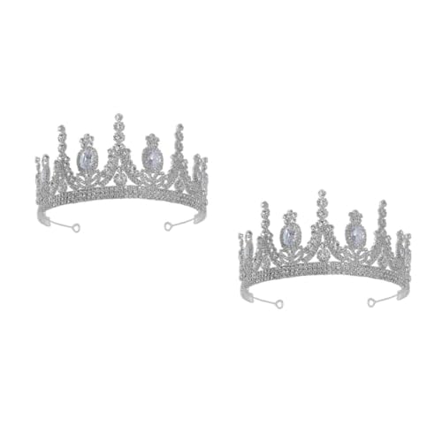 VICASKY 2 Stck. Kristallbesetzte Brautkrone Silber Haarschmuck Hochzeit Haarkrone Eleganter Haarschmuck Damen für Hochzeit Verlobung Party und Festliche Anlässe von VICASKY
