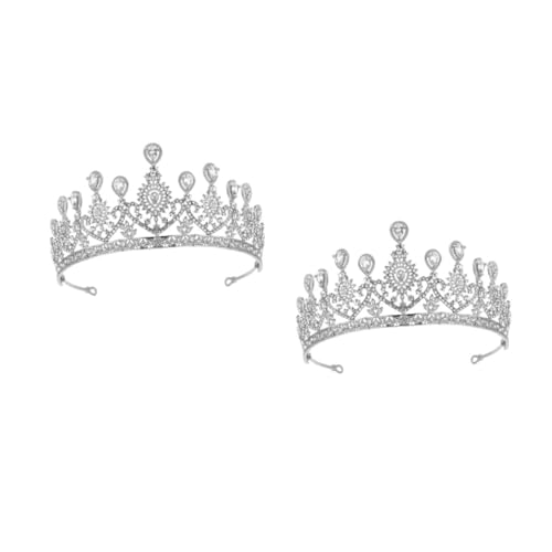 VICASKY 2 Stck. Rhinestone Hochzeit Krone Silber Diadem Damen Haarschmuck Elegant für Brautjungfern Geburtstag Karneval Festliche Anlässe von VICASKY