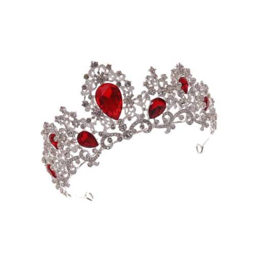 VICASKY 2 Stck. Rote Hochzeitskrone aus Funkelnden Strasssteinen Eleganter Brautschmuck Halbrunde Tiara für Damen Haaraccessoire für Besondere Anlässe und Fotoshootings von VICASKY