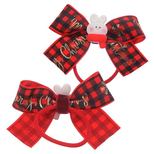 VICASKY 2 Stck. Weihnachts Haargummis mit Schleifen für Mädchen Elastische Haarbinder im Rotkarierten Design Weihnachts Haaraccessoires für Geburtstagsfeiern und Feiertage von VICASKY
