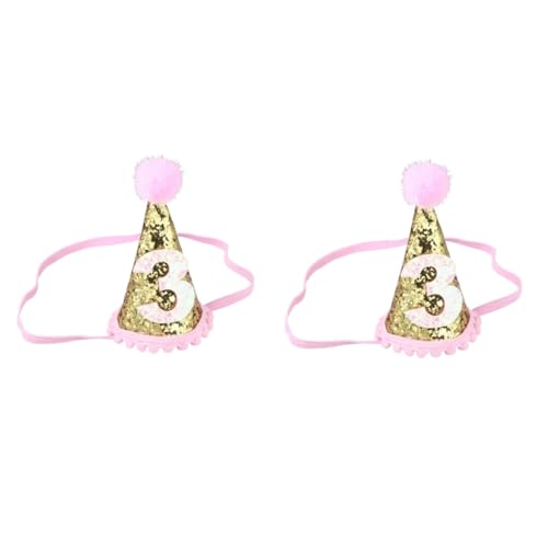 VICASKY 2 Stk Geburtstagsmütze für Mädchen kinder party partyknaller kinder Kindergeburtstag beschläge Haarschmuck Mädchen Mützen Mützen 3 - -Geburtstagsmütze Golden von VICASKY