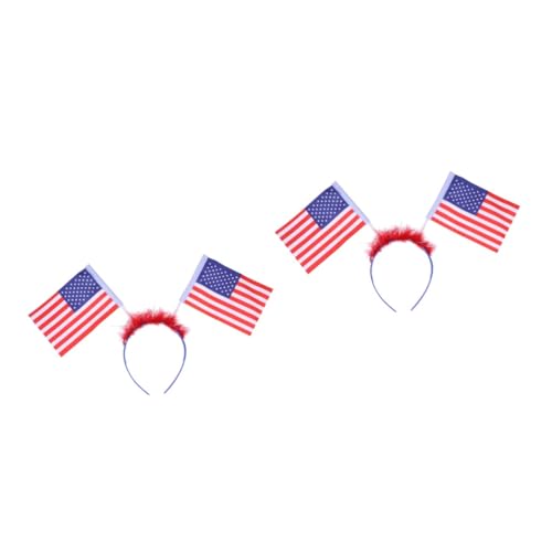 VICASKY 2 Stück Amerikanischer Haarreif mit Flaggenmotiv Rutschfestes Damen Stirnband Farblich Sortiertes Haarschmuck Accessoire für Frauen und Mädchen Geeignet für von VICASKY