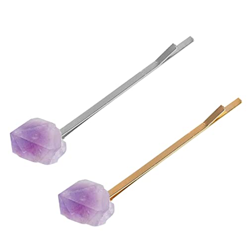 VICASKY 2 Stück Amethystschmuck Clips für Haare Bobby Hochzeit Edelsteine Form haarschmuck Haarklammern für Frauen Haarnadeln für Frauen Haarklemme Kristallstein Violet von VICASKY