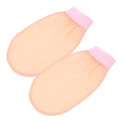 VICASKY 2 Stück Badetuch Körper Peeling-handschuh Tief Schrubben Duschschrubber Reinigung Badehandschuhe Hautscheuerhandschuh Schrubbhandschuh Duschzubehör Badefäustlinge Die Seide Rosa von VICASKY